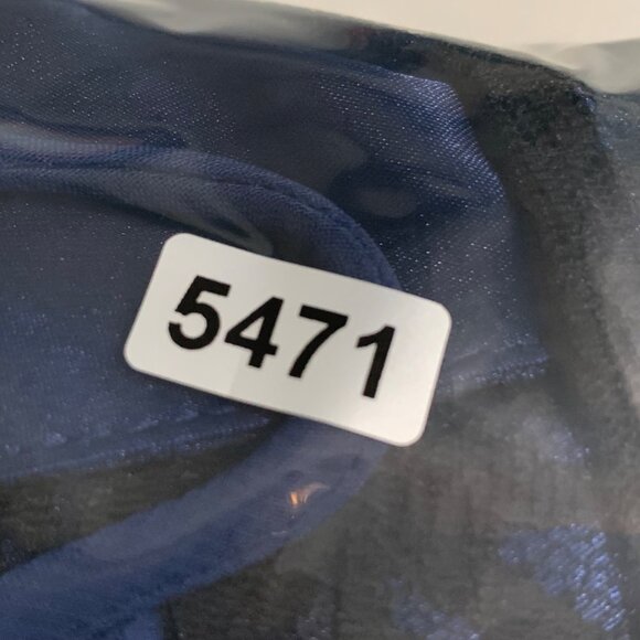 Hayley Matthews Navy Blue Lace & Chiffon Sleeveless Dress Size 12 Elegant Midi - Picture 9 of 10